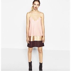 Zara Pink ColorBlock Vegan Leather Mini Dress Small